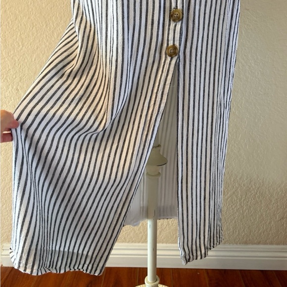 Urban Outfitters Amber Stripped Linen Blend Button Front Midi Dress - Picture 5 of 9